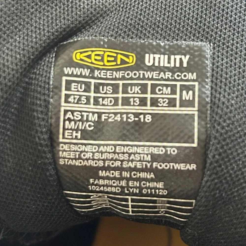 KEEN Utility Vista Energy Mid Work Boots Mens 14D Black Carbon Fiber Toe